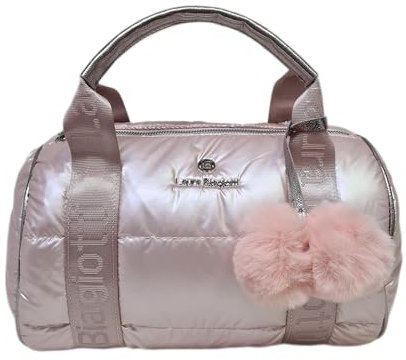 Laura Biagiotti Borsa Bauletto Piumino, Doppi Manici e Tracolla Regolabile Rimovibile in Tessuto Personalizzato, Tasche Interne, Misure 30x18X19 cm LINEA QUESHIRE ART. LB24W-117-2 (ROSA ANTICO)