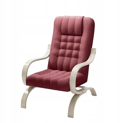LIKMA Weinrot Bequemer Sessel Mit Armlehnen Buchenholz-Gestel 150 Kg Tragkraft Wohnzimmer Büro Lounge B 64 cm x H 97 cm x T 83 cm