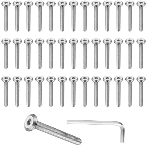 XxinXrong 50 Stück M6 Schrauben Set, Flachkopfschrauben M6x40mm, Möbelschrauben mit Innensechskant Flachkopfschrauben, Zylinderschrauben Zylinderkopfschrauben, für Möbel Betten Stühle