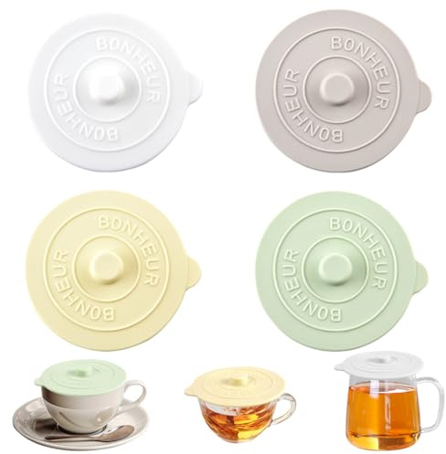 4 Stück Silikon Glasabdeckung Trinkglas, Anti Staub Silikon Glasabdeckung | 4 Farben silikons Tasse Abdeckung,Farben silikons Tasse Abdeckung,für Gläser Becher Teetassen Kaffeetassen Trinkgla