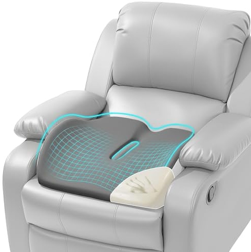 ROYALAY Ergonomic Recliner Cushions for Elderly, Memory Foam Recliner Cushions for Long Sitting, Chair Seat Pad for Back Pain with Detachable Cover(Grey)