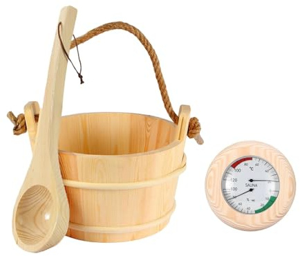 Aymzbd Sauna Eimer Und Schöpfkellen Set, Wannen Und Dampfbad Zubehör, Holzeimer