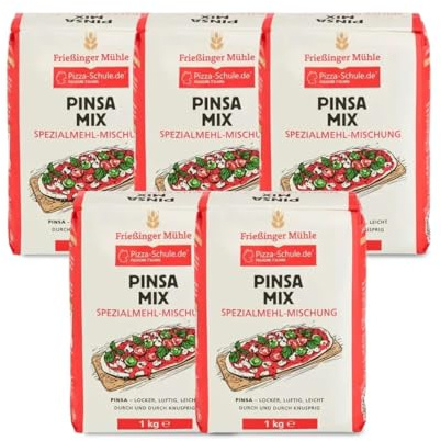 Bielmeier Frießinger Mühle Spezialmehl für Pinsa 5×1 kg – luftig & bekömmlich – Pinsa‑Mehl Mischung aus Weizen, Reis & Soja für perfekte Wasseraufnahme, Dehnbarkeit & leichte Teige