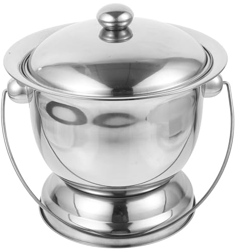 TINEASUR Pot de Chambre en Acier Inoxydable avec Couvercle Portable et Facile à Nettoyer pour Personnes Âgées à Domicile Voyage