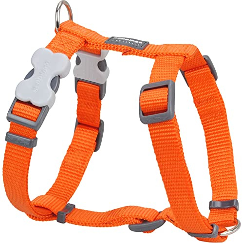 Red Dingo Classic Dog Harness Plain, Orange, Large 25mm