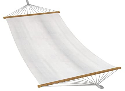 Ampel 24 XXL Outdoor Hängematte Trinidad | Stabhängematte wollweiß, Doppelhängematte mit Querholz, Stoff Baumwolle, Belastbarkeit 150 kg