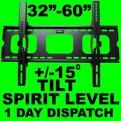 Vivomounts © Ultra Slim LCD LED Plasma TV Wall Screen Mount Bracket System for 32 to 60 Size and Tilt Function with Large Holes for Wall Plates Plugs Aerial Socket