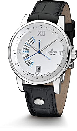Kronsegler Vertigo Automatik Herren Armbanduhr Stahl silbern mit Lederband
