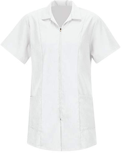 Red Kap Damen Kittel mit Reißverschluss vorne Hemd, Weiß, XX-Large
