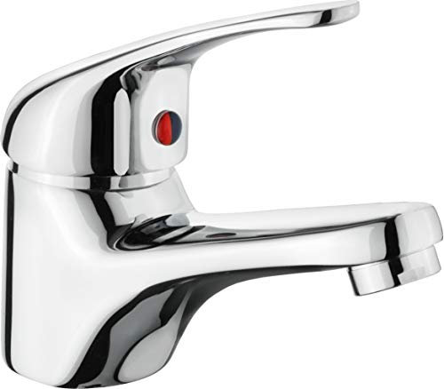 CON:P Waschtisch-Einhebelarmatur Sesia - Verchromter Messingkörper - Niedrige Auslaufhöhe - Ohne Ablaufgarnitur / Wasserhahn fürs Bad / Waschbecken-Armatur / Badarmatur / SA921