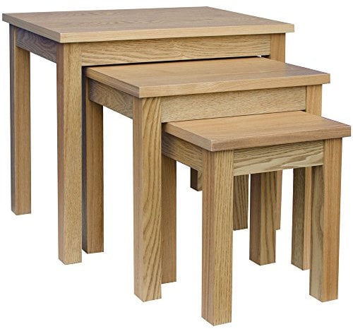 Vida Designs Oakridge Nest of Tables, Wood, Oak
