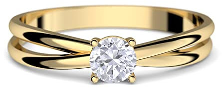 Goldring Verlobungsringe Gold 333 GRATIS LUXUSETUI Goldring 333er Gold Ring echt von AMOONIC mit Zirkonia Stein Goldring Gelbgold wie Verlobungsring Ring Diamantring Solitär FF386GG333ZIFA52