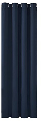 Deconovo Verdunkelungsvorhang mit Ösen für Wohnzimmer Thermogardine Kälteschutz, 240x140 cm(HöhexBreite), Dunkelblau, 1 Stück