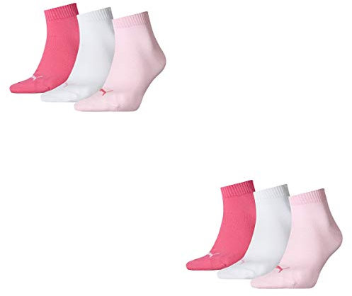 PUMA 6 pair Sneaker Quarter Socks Unisex Mens & Ladies In 3 Colours, Farben:422 - pink lady, Socken & Strümpfe:39-42