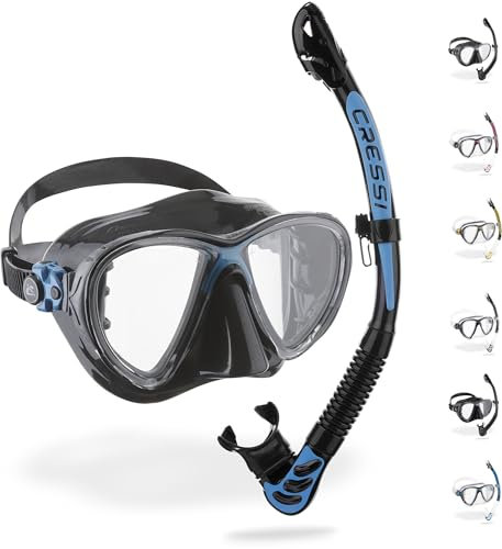 CRESSI Combo Big Eyes+Alpha UD Black/Blue - Kombo Set Maske Big Eyes Evo und Schnorchel Alpha UD, zum Tauchen und Snorkeln, Schwarz/Blau, Einheitsgröße, Erwachsene