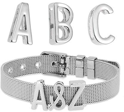 Just4Trend Charm Buchstabe für Mesh Charmband | Edelstahl Armband| Mesh Charm Armband - Charms austauschbar - Größen verstellbar - Damenarmband Charmband 316L Edelstahl Buchstabe L