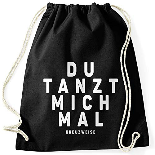 MoonWorks® Turnbeutel Spruch Du Tanzt Mich mal Stoffbeutel Party-Beutel Tasche tanzen feiern Festival schwarz Unisize