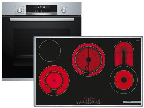 Bosch HBD672LS81 Backofen-Glaskeramik-Kochfeld-Kombination (autark), 59,4cm breit, Pyrolyse Selbstreinigung,AutoPilot 30 30 Automatikprogramme,Bräterzone für großes Kochgeschirr