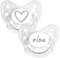 dentistar Silikon Schnuller 2er-Set – Größe 3, ab 14 Monate – Zahn- & kieferfreundlicher Nuckel mit Dental-Stufe – BPA-frei – Made in Germany - Herz & Love