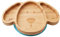 BABI® Baby Toddler Large Dog Plate, Natural Bamboo, with Stay Put Silicone Suction Ring (Blue)