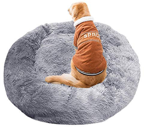Haustierbett mit kuscheligem Plüsch, Deluxe Donut Cuddler Hundebett, Hundekissen Katzenbett Hundehöhle Hundesofa für Große Hunde und Katzen