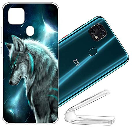 vingarshern Handyhülle ZTE Blade 10 Smart Silikonhülle Bumper Case Schutz,Dünne Flex Weich Fallschutz Stoßfest Schutzhülle ZTE Blade 10 Smart Hülle Silikon Cover Musterdruck(Wolf)