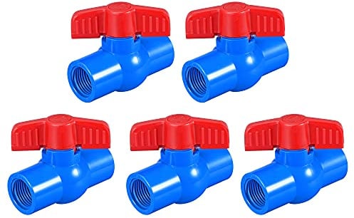 sourcing map 5Stk. Kugelventil PVC Ventil Bewässerung Teich Aquarium Garten Sprinkler G1/2 Innengewinde blau rot