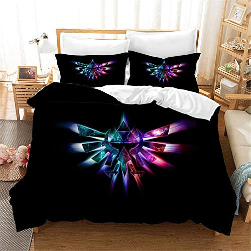 Fgolphd Zelda bettwäsche und Kissenbezug 3D Digital Print Mikrofaser Bettwäsche-Sets Für mädchen Teenager Jugendliche (15,Single 135×200CM)