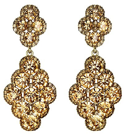 EVER FAITH Damen Ohrringe Hochzeit Braut Rhombus Strass Kristall Hohl Kronleuchter Ohrhänger Braun