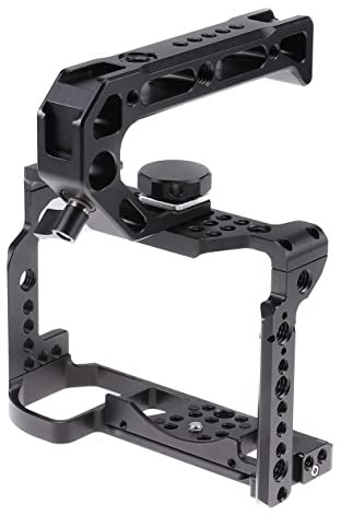 FOTGA SFDB1100 Camera Cage Video Film Making Stabiliser Rig Aluminium Alloy with Handle Top Cold Shoe and 1/4 Inch 3/8 Inch Screws for Nikon Z5/Z6/Z7/Z6II/Z7II