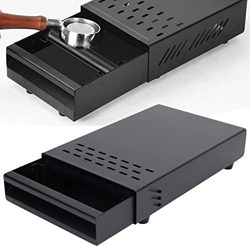 Omabeta Coffee Knock Box Container, Coffee Knock Drawer Professional Stainless Steel Coffees Residue Powder Bucket Drawer with Rubber Handle for Home Cafe Shop(black)
