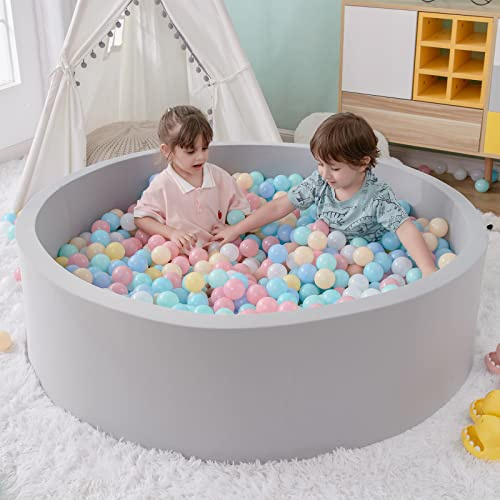 SHJADE Foam Ball Pit, 47.2x 13.8 Large Ball Pits for Toddlers, Soft Round Kiddie Baby Playpen Ball Pool for Kids, Ideal Gift for Babies Indoor and Outdoor Game, Grey, (Balls not Included)