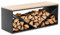 hillvert HI-FWR-015 Kaminholzregal mit Sitzbank 20/30 kg 104 x 35 x 41 cm Stahl/Holz schwarz Brennholzregal Kaminholzständer