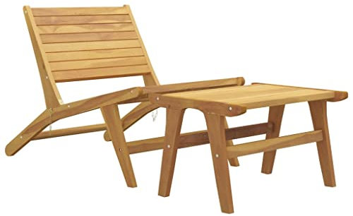 vidaXL Gartenstuhl mit Fußstütze Terrassenstuhl Essstuhl Balkonstuhl Holzstuhl Klappstuhl Stuhl Gartenmöbel Garten Terrasse Massivholz Teak