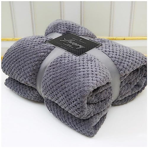 VELVETIO Luxury Waffle Fleece Popcorn Throw, Extra Large Thermal Warm Honeycomb Blanket, Soft & Cosy 100% Polyester Snuggle Sofa Bed Throws, 200 x 240cm, Charcoal
