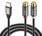 J&D Cavo Stereo USB C a RCA, Type C a 2 RCA Femmina Y Splitter, Cavo di Estensione RCA Compatibile con la Serie iPhone 15/16, Serie Galaxy S, 0,2 m