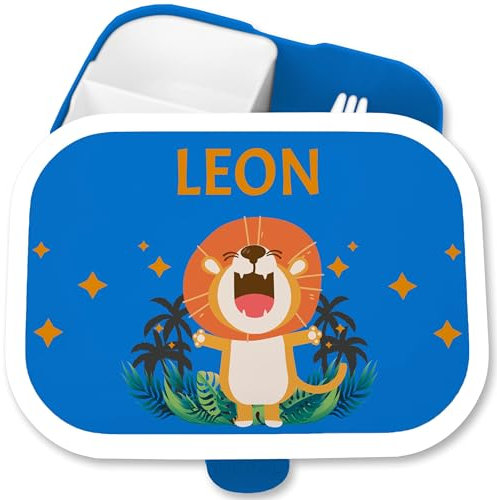 Brotdose Kinder Campus für Mepal - Löwen - Süßer Löwe Tiger König der Tiere Leo Line Leu - 750 ml - Blau - name lunchbox-löwe lion lunchbox plastik geschenke kindergartenstart tier vesperdose