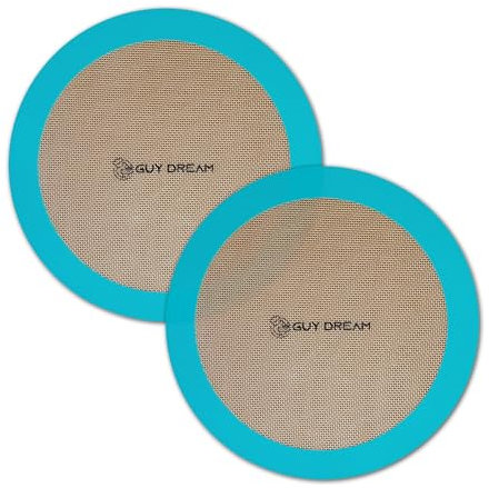 GUY.DRE.MAT 2 PCs Round Silicone Baking Mats for 10 inch Cake Pan, 10 Inch Cake Mat/Tortilla Press Liner/Pizza Mat/Dough Mat for Cake/Tortilla/Pie/Pizza/Dough/Pastry, Food Grade Non-Stick Reusable