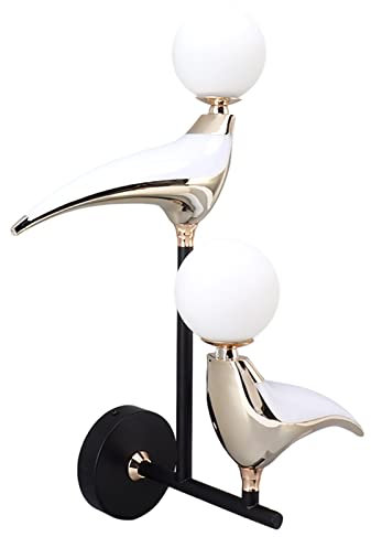 Spacnana Vogel-Wandlampe, Kreative Vogel-Wandlampe, Wohnzimmerlampen, Kreativität, Stilvoll, Nordisch, für Schlafzimmer, G9-Wandlampenhalter, Doppelkopf-Innenwandlampe,
