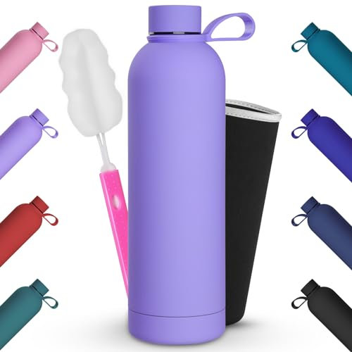 Geepen 750ml Wide Mouth Stainless Steel Water Bottle, Vacuum Insulated Double Walled Metal Water Bottle, 12 Hours Hot and 24 Hours Cold Drink Bottles for Outdoor Sports,