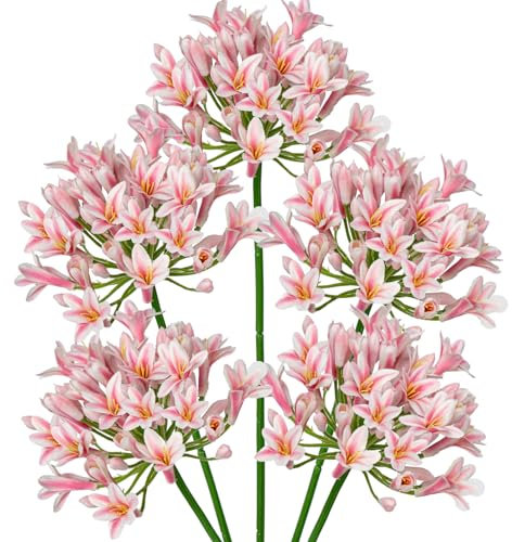 5 fiori artificiali, giglio di agapanthus artificiali, lunghezza 75 cm, fiori primaverili, rosa, decorazione per la casa e l'ufficio