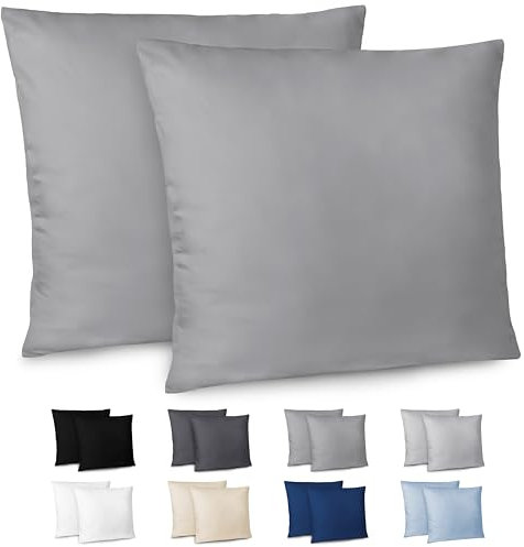 Dreamzie Kissenbezug 65x65 2er Set - Kopfkissenbezug 65x65 Anthrazit mit Reißverschluss aus Mikrofaser Weich, 65x65 cm Pillow Cover