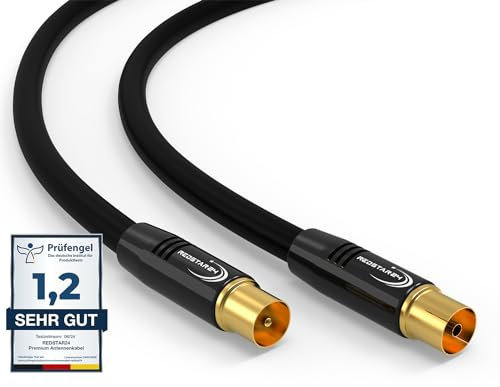 RedStar24 Antennenkabel 20m Schwarz – Stecker zu Buchse Koaxial IEC – Premium HDTV Koaxialkabel für Kabelfernsehen | TV Kabel: Kompatibel mit TV, Radio, DVB-T/T2, DVB-C, DAB