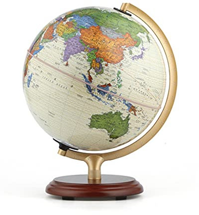 Globus der Welt Geografischer leuchtender Globus, 10 ” beleuchteter antiker Weltglobus mit Holzständer, Reise-Weltkugel für Kinder, Schreibtisch, Büro, Dekoration, pädagogische Weltkugel (Farbe
