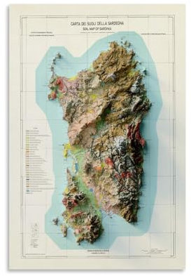 YBJDLO Poster vintage con mappa in rilievo dell'Italia Sardegna, decorazione per camera da letto, soggiorno, stile moderno, decorazione artistica da parete per letto degli amici, senza cornice, 40 x