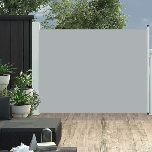 Willood Ausziehbare Seitenmarkise 140×500cm UV-und Wasserbeständig Sonnenschutz Sichtschutz Windschutz Seitenrollo Markise Balkon Garten Terrasse Grau