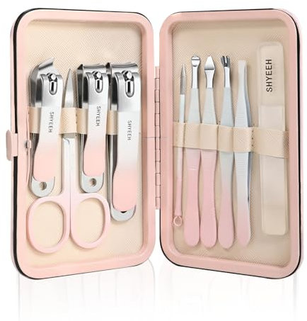 Maniküre Set, Nagelset Maniküre aus Kohlenstoffreicher Stahl, 10-teiliges Maniküre Pediküre Set mit Etui Leder, Nagelscheren Set für Männer Damen