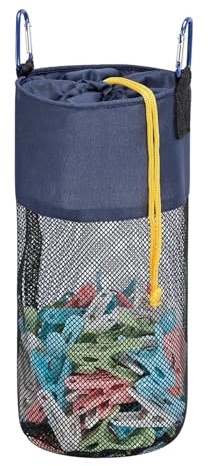 GNEGNI LIFE Borsa per mollette a rete con ganci per mollette sospese, 300 scomparti, borsa per mollette ad asciugatura rapida, colore blu