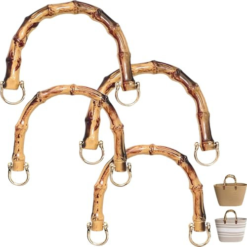 sundrerfect Resina Manici per Borse in bambù (4 Pezzi) 15,5 cm, Manici a Forma di U per Borse Fai da Te,Accessori Borse in bambù, Manico per Borsa Uncinetto, Manici di Ricambio Eleganti e Resistenti