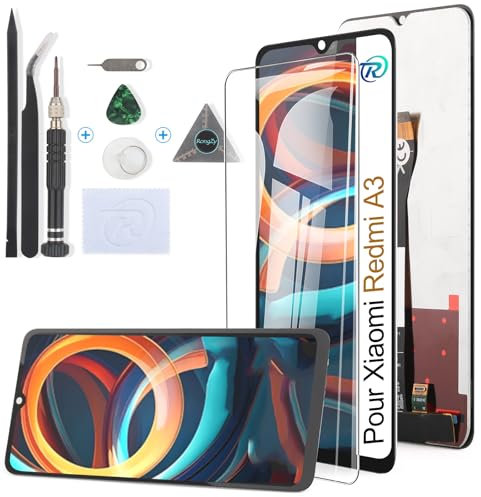 RongZy Pantalla para Xiaomi Redmi A3 23129RN51X Táctil LCD de Repuesto Ensamblaje Digitalizador Reemplazo para Xiaomi Redmi A3 con Herramientas de Reparación(Negro)